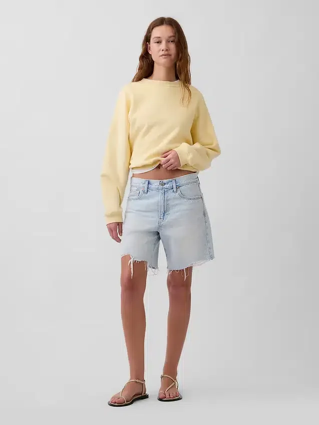 Shorts en denim ample à taille mi-haute