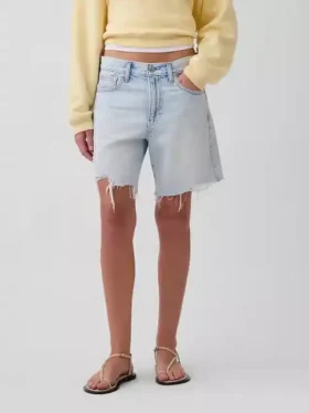 Shorts en denim ample à taille mi-haute