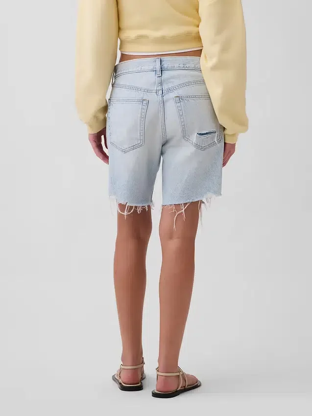 Shorts en denim ample à taille mi-haute