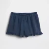 Shorts en denim de gaze de coton pour enfant à volants