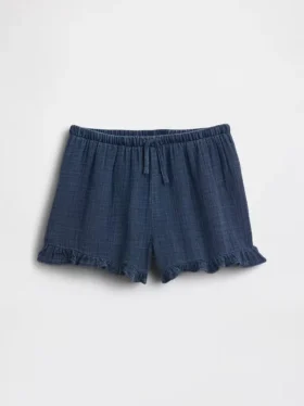 Shorts en denim de gaze de coton pour enfant à volants