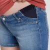 Shorts en denim de maternité avec empiècement de 4"