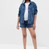 Shorts en denim de maternité à empiècement intégral de 4"
