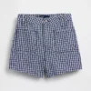 Shorts en denim droit décontracté à carreaux vichy, taille haute de 3,5"
