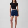 Shorts en denim droit décontracté style marin à taille haute de 3,5"