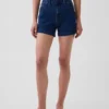 Shorts en denim droit décontracté style marin à taille haute de 3,5"