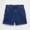 Shorts en denim droit décontracté style marin à taille haute de 3,5"