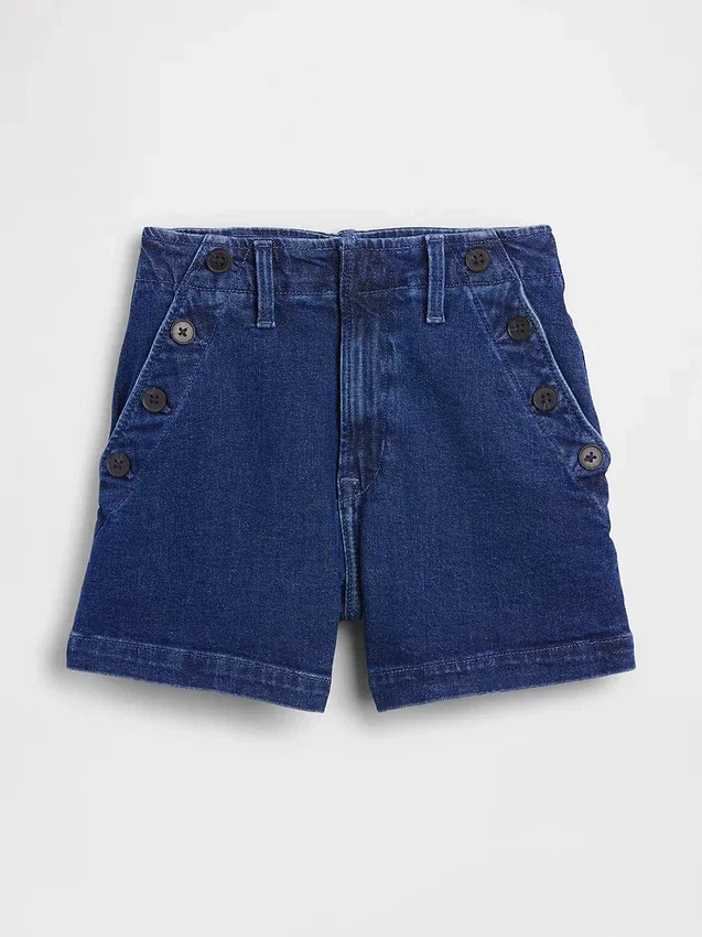 Shorts en denim droit décontracté style marin à taille haute de 3,5"