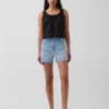 Shorts en denim droit décontracté à taille haute de 3,5"