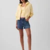 Shorts en denim droit décontracté à taille haute de 3,5"