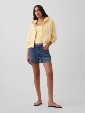 Shorts en denim droit décontracté à taille haute de 3,5"