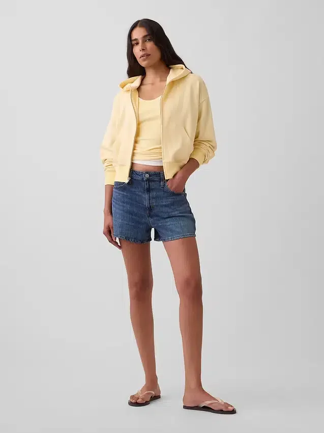 Shorts en denim droit décontracté à taille haute de 3,5"