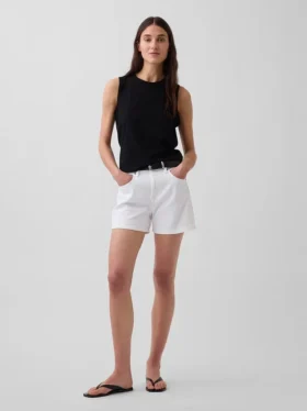 Shorts en denim droit décontracté à taille haute de 3,5"