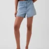 Shorts en denim droit décontracté à taille haute de 3,5"
