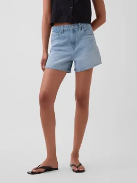 Shorts en denim droit décontracté à taille haute de 3,5″