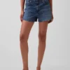 Shorts en denim droit décontracté à taille haute de 3,5"