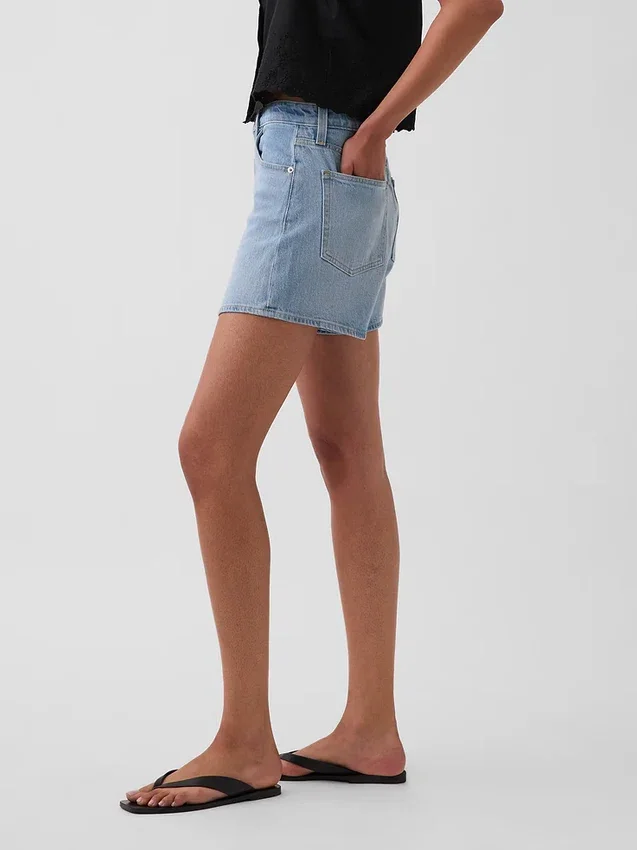 Shorts en denim droit décontracté à taille haute de 3,5"