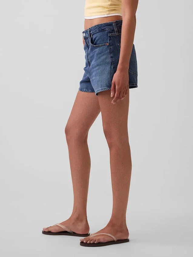 Shorts en denim droit décontracté à taille haute de 3,5"