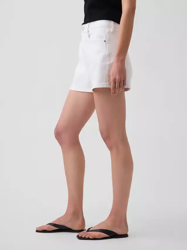Shorts en denim droit décontracté à taille haute de 3,5"