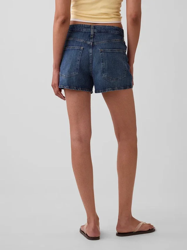 Shorts en denim droit décontracté à taille haute de 3,5"