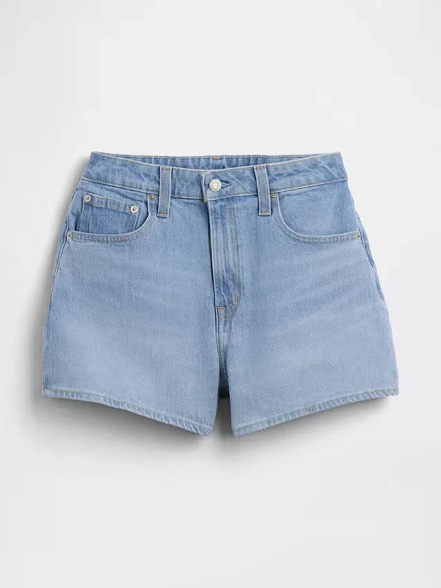 Shorts en denim droit décontracté à taille haute de 3,5"