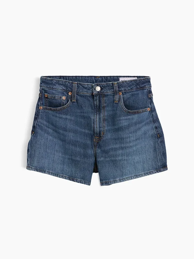 Shorts en denim droit décontracté à taille haute de 3,5"