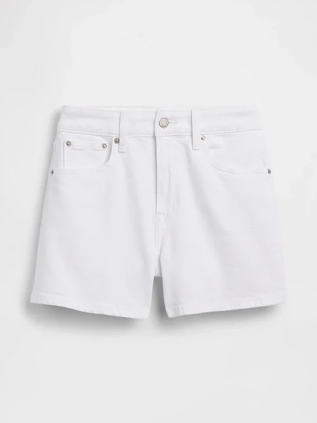 Shorts en denim droit décontracté à taille haute de 3,5"