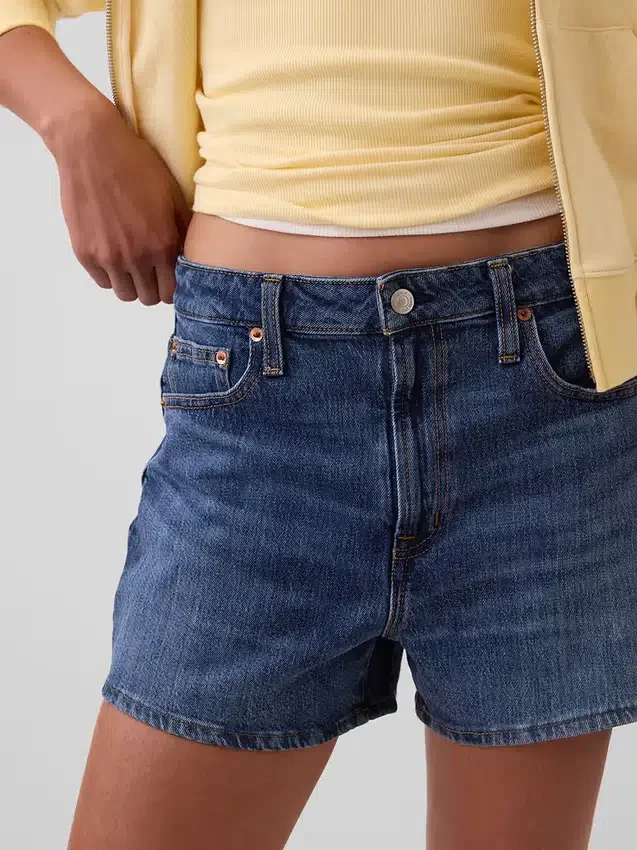 Shorts en denim droit décontracté à taille haute de 3,5"