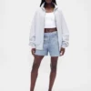 Shorts en denim imprimé à taille mi-haute