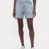 Shorts en denim imprimé à taille mi-haute