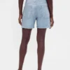 Shorts en denim imprimé à taille mi-haute