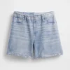 Shorts en denim imprimé à taille mi-haute