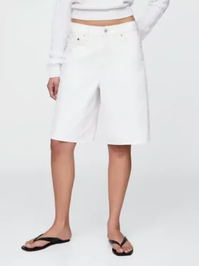 Shorts en denim long à taille mi-haute de 11″