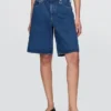Shorts en denim long à taille mi-haute de 11"