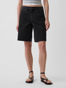 Shorts en denim long à taille mi-haute de 11″