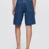 Shorts en denim long à taille mi-haute de 11"