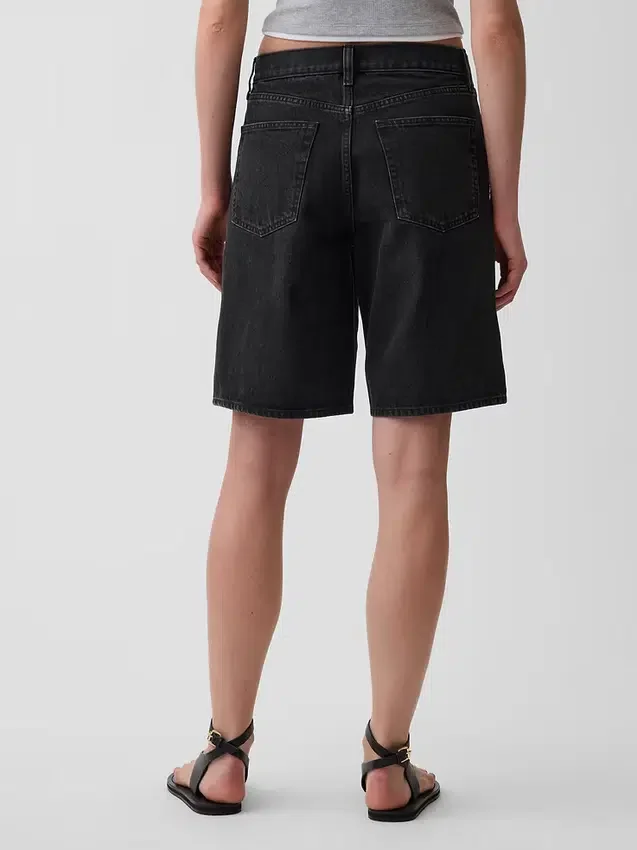 Shorts en denim long à taille mi-haute de 11"