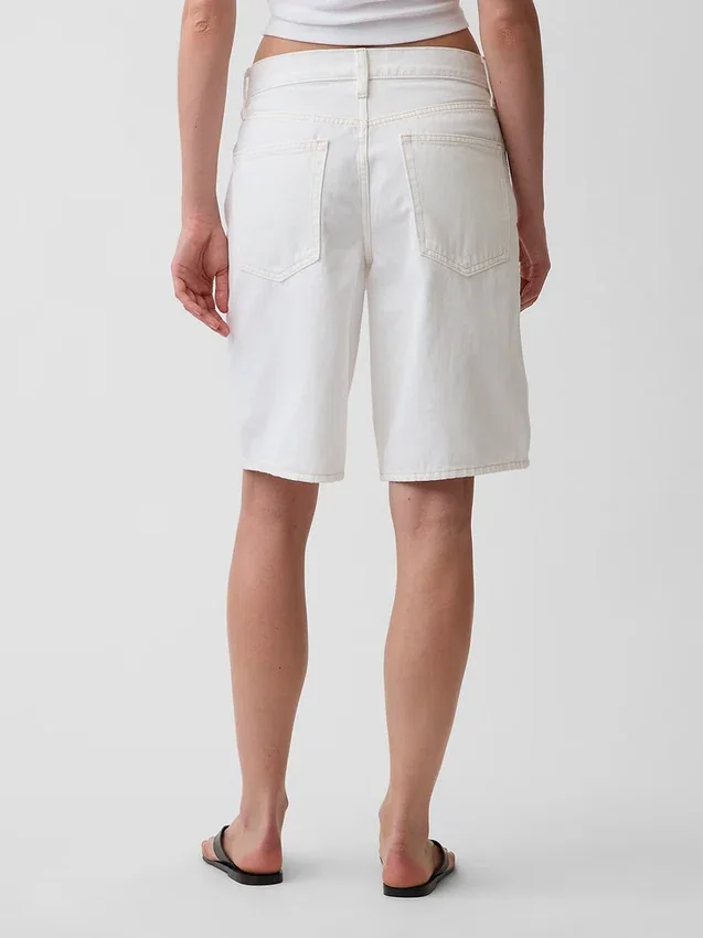 Shorts en denim long à taille mi-haute de 11"