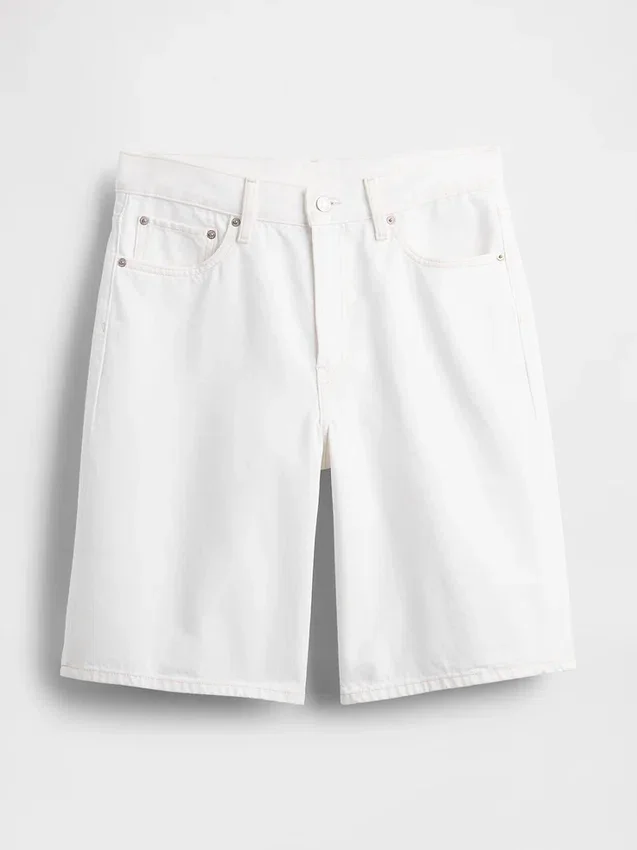 Shorts en denim long à taille mi-haute de 11"