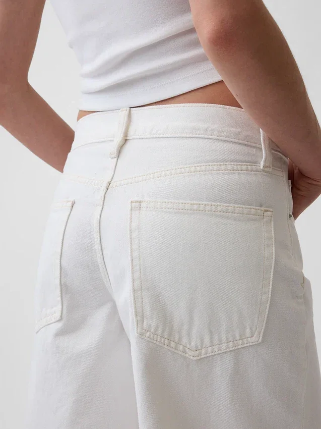 Shorts en denim long à taille mi-haute de 11"
