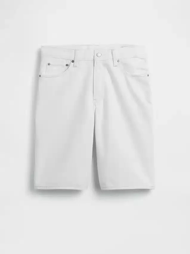 Shorts en denim long à taille mi-haute de 11"