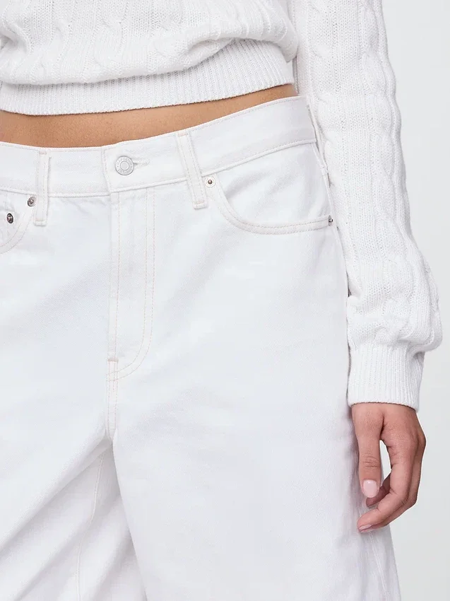 Shorts en denim long à taille mi-haute de 11"