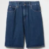 Shorts en denim long à taille mi-haute de 11"