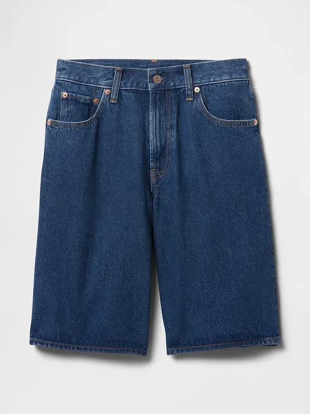 Shorts en denim long à taille mi-haute de 11"