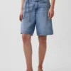 Shorts en denim longline à micro-ceinture, taille mi-haute, 11"