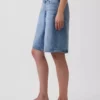Shorts en denim longline à micro-ceinture, taille mi-haute, 11"