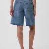 Shorts en denim longline à micro-ceinture, taille mi-haute, 11"