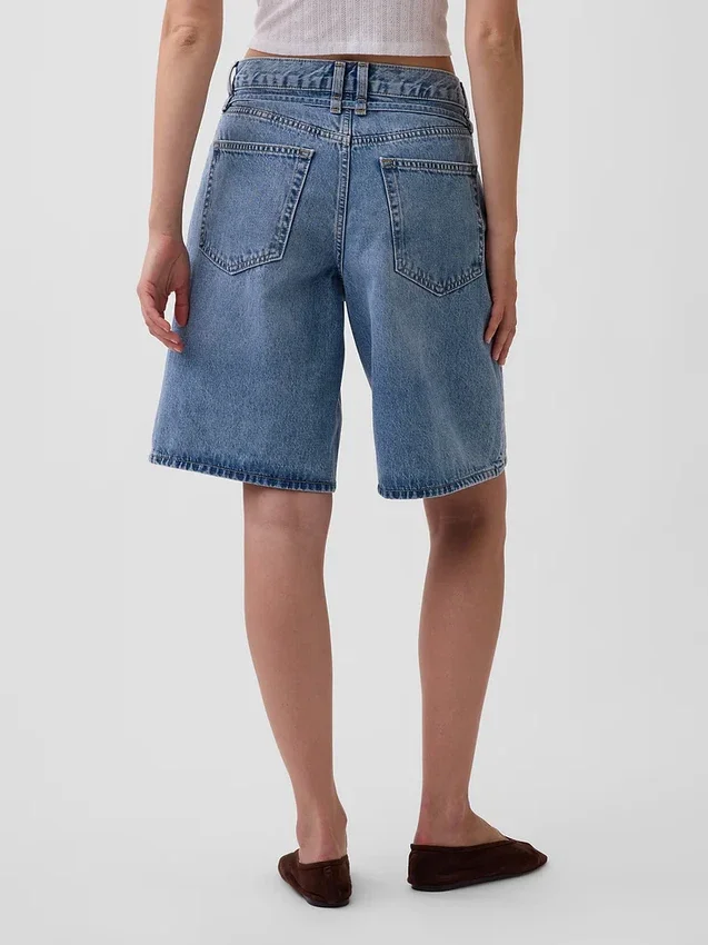 Shorts en denim longline à micro-ceinture, taille mi-haute, 11"