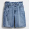 Shorts en denim longline à micro-ceinture, taille mi-haute, 11"