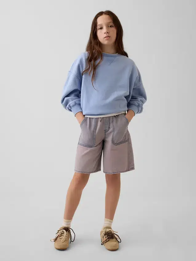 Shorts en denim longline à taille basse pour enfants